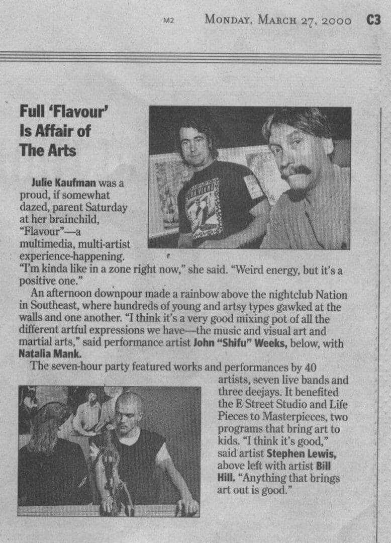 Newspaper article highlighting art event